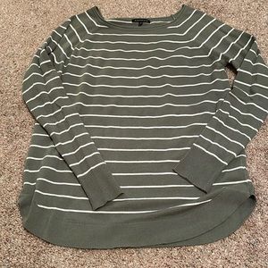 Green and white striped sweater